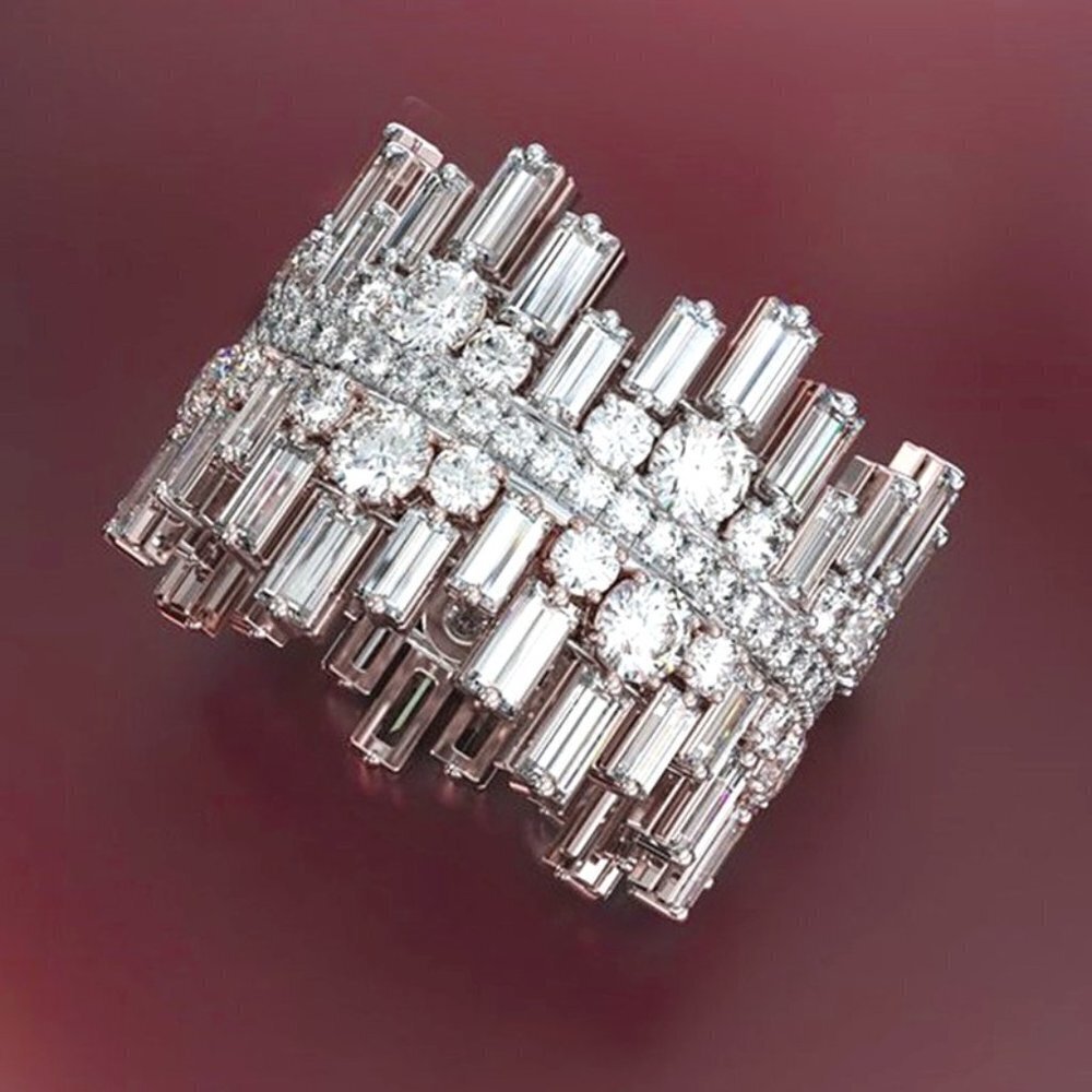 🔥 Fashion Noble Rectangle Round Gems Eternity Rings for Women, PD328